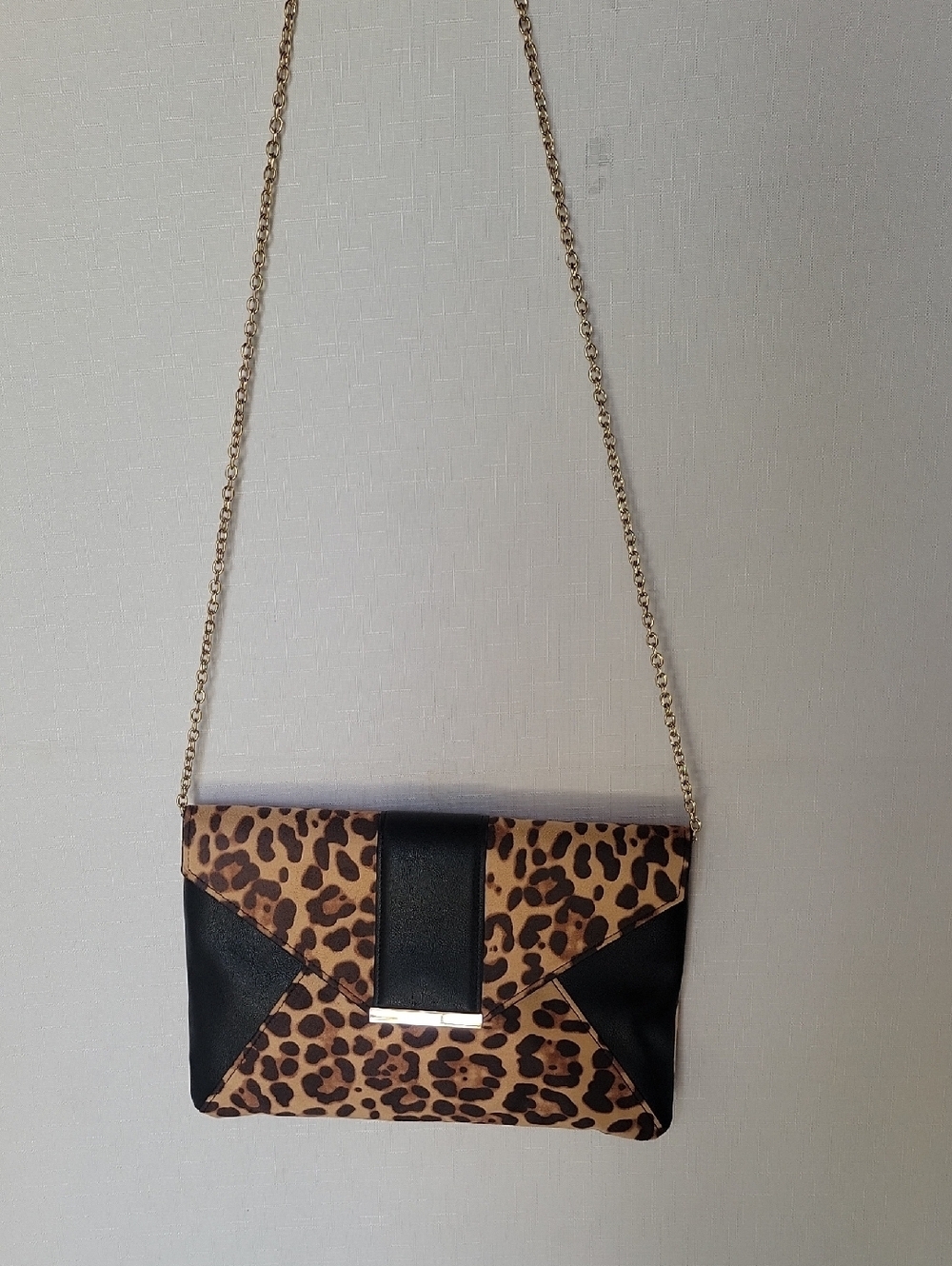 INC Leopard Print Chain Strap Crossbody Bag - Black & Brown